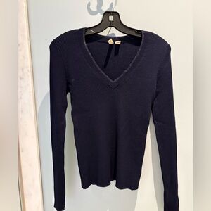 Moth by Anthropologie Navy Blue V-Neck Sweater